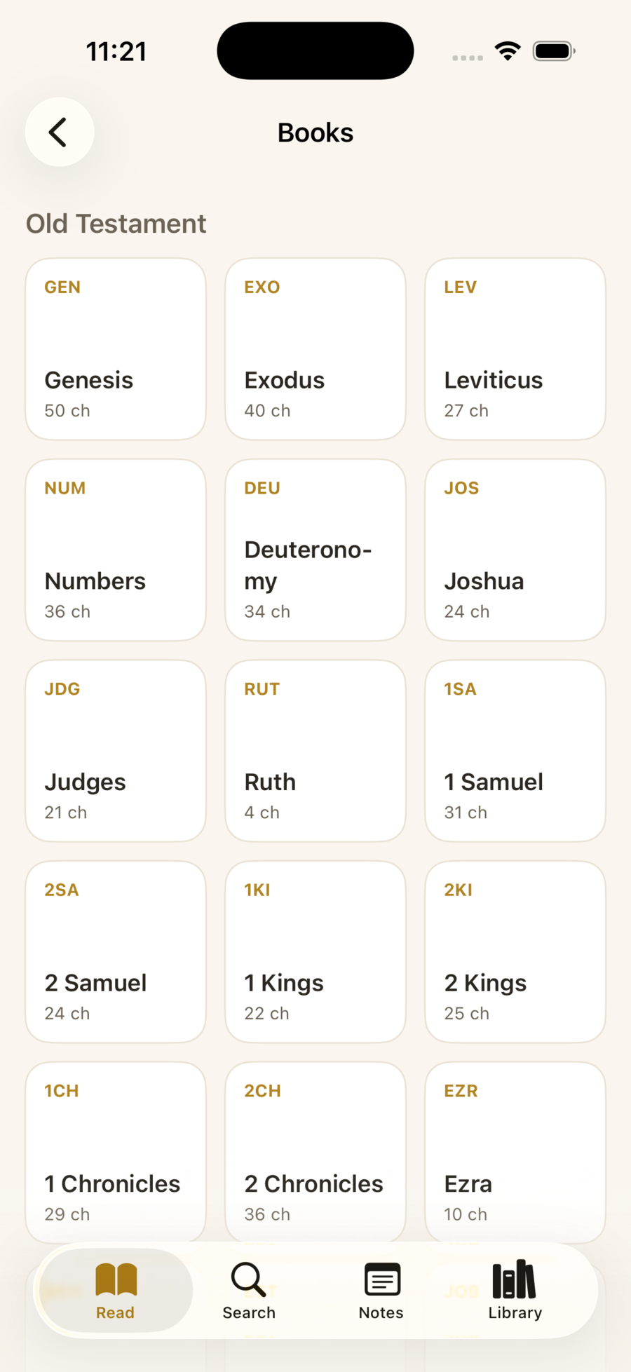 The books of the Old Testament as a grid.
