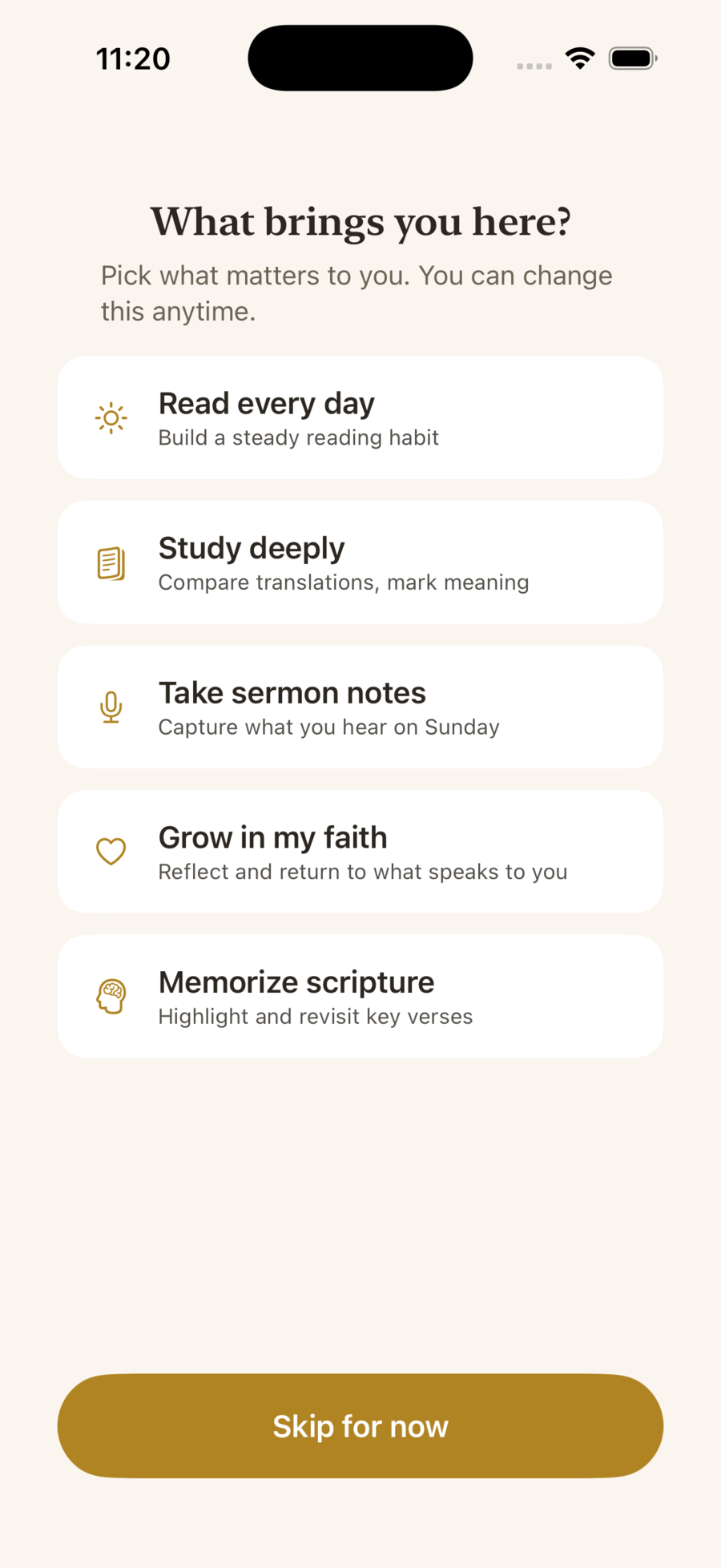 Choosing what you want from your reading.